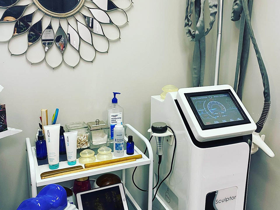 Body contouring and RF treatment equipment inside Namaste Skincare & Wellness studio in Las Vegas. Body Contouring And Rf Treatment Equipment Inside Namaste Skincare &Amp; Wellness Studio In Las Vegas.