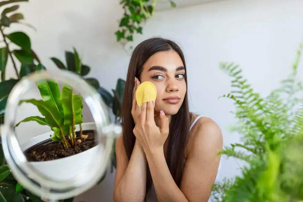 Woman Gently Applying Skincare In A Serene Setting, Reflecting Holistic Facial Treatments At Namaste Skincare &Amp; Wellness In Las Vegas.